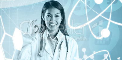 Composite image of asian doctor doing ok sign