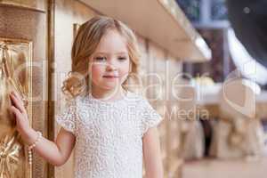 Portrait of elegant little girl posing at camera