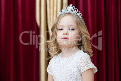 Majestic girl posing in smart dress and tiara