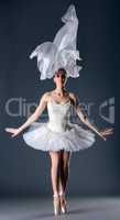 Lovely young ballet dancer posing in studio