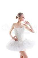 Portrait of lovely ballerina isolated on white