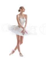 Emotional modern ballet dancer isolated on white