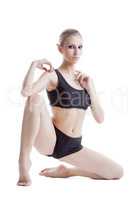 Image of flexible sporty woman posing at camera