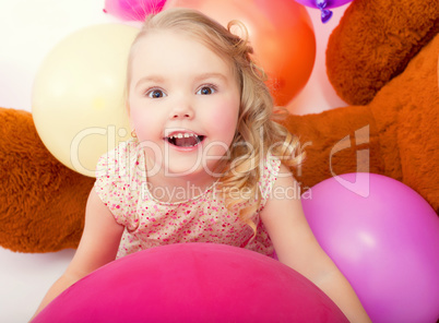 Portrait of emotional pretty girl posing at camera