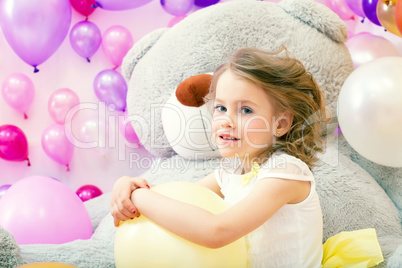 Image of beautiful little model posing in playroom