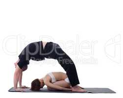 Image of flexible trainers practicing yoga