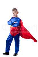 Image of cute boy posing in Superman costume