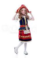 Charming little girl posing in rustic dress
