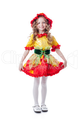 ?heerful little girl posing in carnival costume