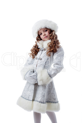 Portrait of proud little Snow Queen