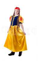 Smiling girl posing in Snow White costume