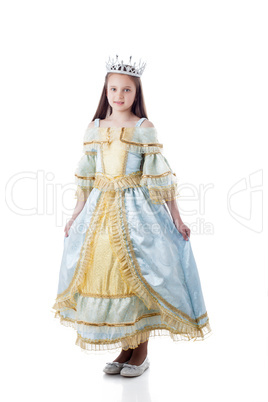 Majestic little girl posing in royal dress