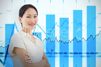 Composite image of asian businesswoman with arms crossed