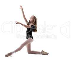 Image of beautiful ballet dancer posing in studio