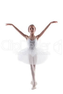 Modest little ballerina posing as White Swan