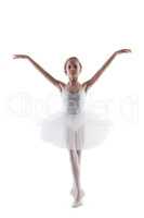 Modest little ballerina posing as White Swan
