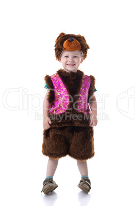 Image of happy boy dressed in Bear suit