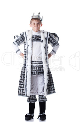 Cute little boy posing in king costume