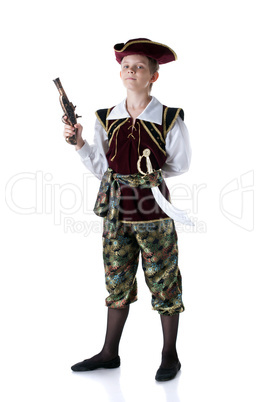 Handsome young robber, isolated on white backdrop