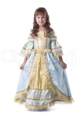 Adorable little Cinderella posing at camera