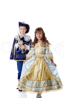 Image of cute children posing in carnival costumes