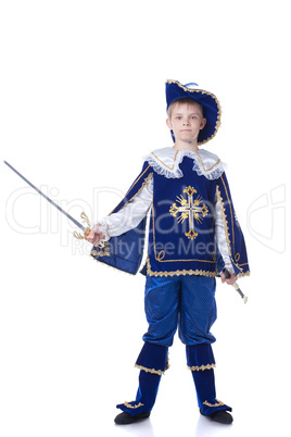 Cute young musketeer posing at camera