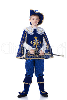 Handsome young musketeer, isolated on white