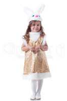 Adorable little girl posing in bunny costume
