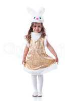 Image of nice curly girl posing in bunny costume