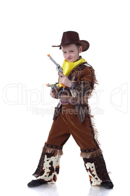 Funny little cowboy isolated on white