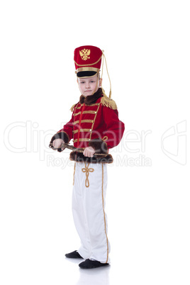 Handsome young hussar isolated on white
