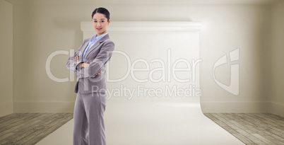 Composite image of portrait of a gorgeous businesswoman with the