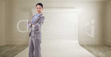 Composite image of portrait of a gorgeous businesswoman with the