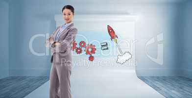 Composite image of portrait of a gorgeous businesswoman with the