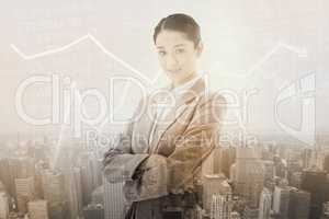 Composite image of portrait of a beautiful businesswoman posing