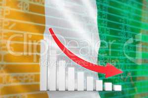 Composite image of red arrow and bar chart