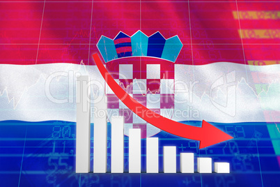 Composite image of red arrow and bar chart