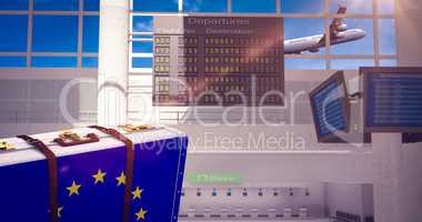 Composite image of eu flag suitcase