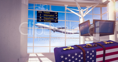 Composite image of usa flag suitcase