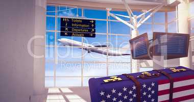 Composite image of usa flag suitcase