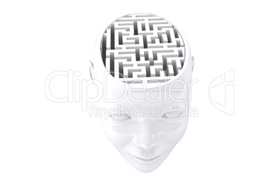 Composite image of maze brain in head