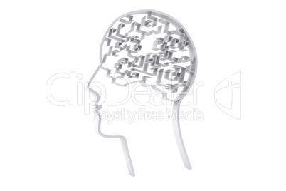 Composite image of maze brain in head Composite image of maze brain in head