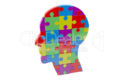 Composite image of head made of jigsaw pieces