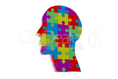 Composite image of head made of jigsaw pieces