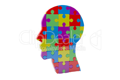 Composite image of head made of jigsaw pieces