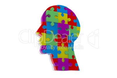 Composite image of head made of jigsaw pieces