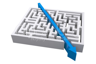 Composite image of arrow through maze