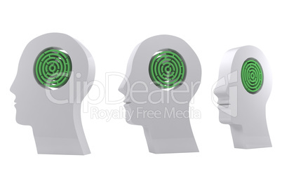 Composite image of maze brain in head Composite image of maze brain in head