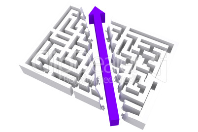 Composite image of arrow through maze
