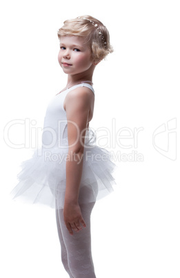 Adorable little ballerina posing in tutu